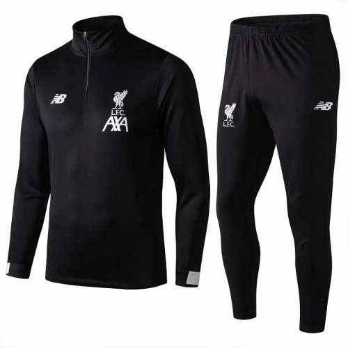 19-20 Liverpool Black Training Kit ( Zipper Sweat Top Shirt+Trouser)